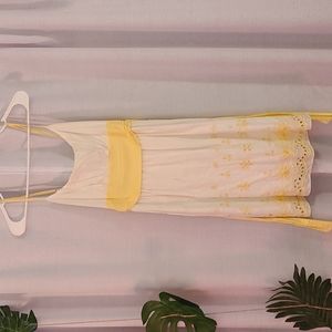 Yellow and white eyelet dress